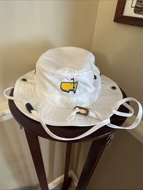 Masters White Kids Bucket Hat with Yellow & Green Golf Crest